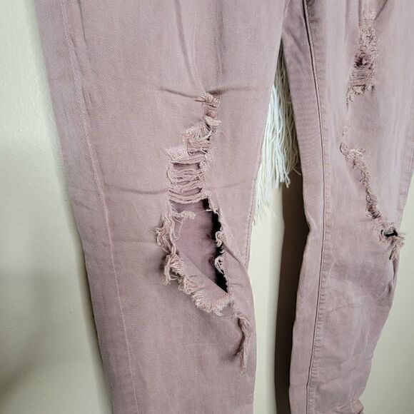 Angel Kiss Distressed Color Denim Jeans Purple Mauve Juniors Size 9 - Picture 5 of 9